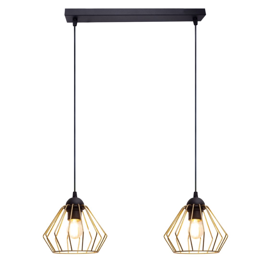 Candeeiro suspenso CEED GOLD 2xE27/60W/230V preto/dourado