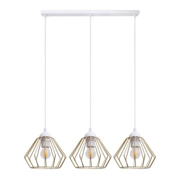 Candeeiro suspenso CEED GOLD 3xE27/60W/230V branco/dourado