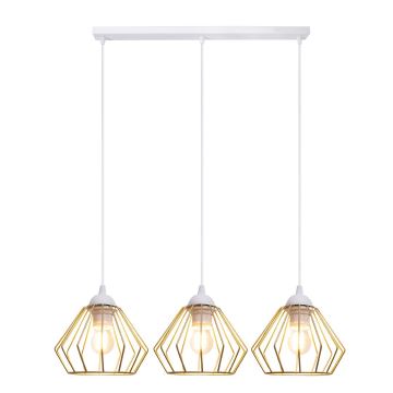 Candeeiro suspenso CEED GOLD 3xE27/60W/230V branco/dourado