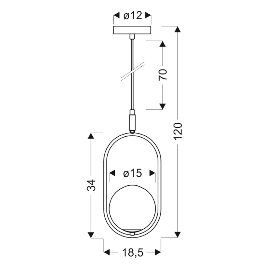 Candeeiro suspenso CORDEL 1xG9/28W/230V cromado brilhante