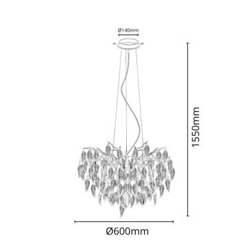 Candeeiro suspenso de cristal 10xG9/40W/230V preto