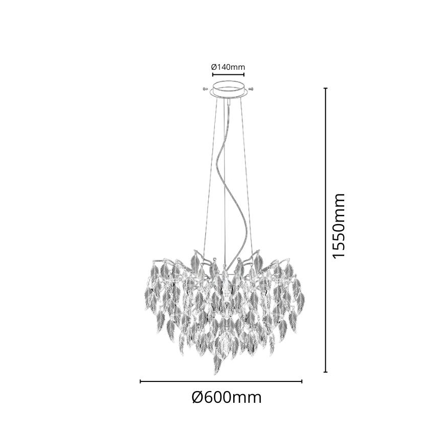 Candeeiro suspenso de cristal 10xG9/40W/230V preto