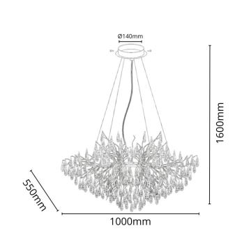 Candeeiro suspenso de cristal 11xG9/40W/230V dourado