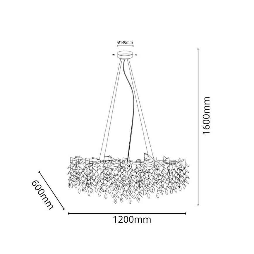 Candeeiro suspenso de cristal 12xG9/40W/230V dourado