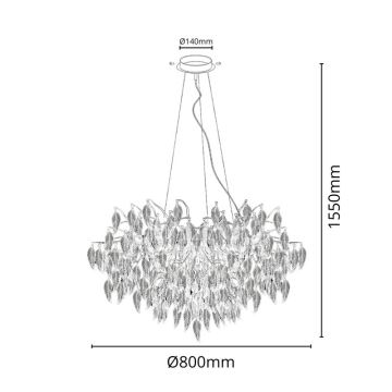 Candeeiro suspenso de cristal 12xG9/40W/230V preto