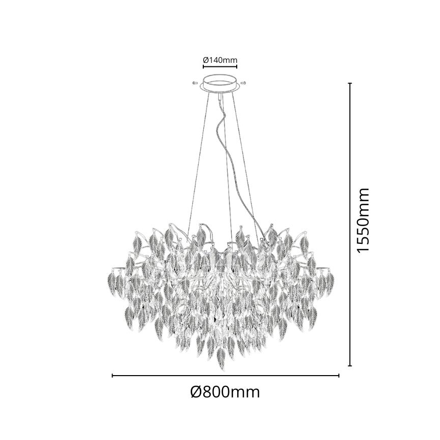 Candeeiro suspenso de cristal 12xG9/40W/230V preto