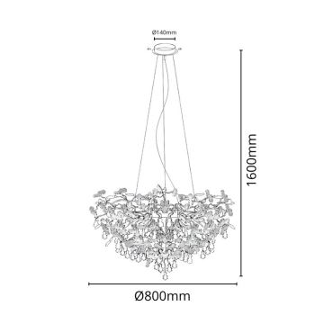 Candeeiro suspenso de cristal 13xG9/40W/230V cromado