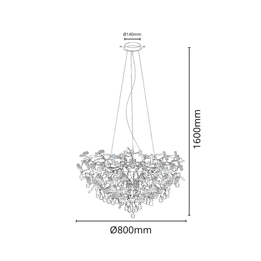 Candeeiro suspenso de cristal 13xG9/40W/230V cromado