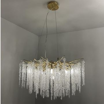 Candeeiro suspenso de cristal 13xG9/40W/230V dourado