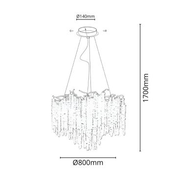 Candeeiro suspenso de cristal 13xG9/40W/230V dourado