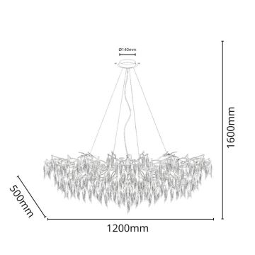 Candeeiro suspenso de cristal 15xG9/40W/230V preto