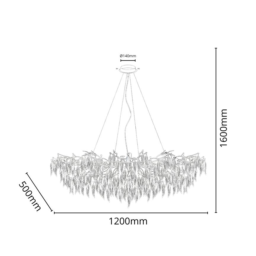 Candeeiro suspenso de cristal 15xG9/40W/230V preto