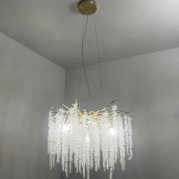 Candeeiro  suspenso de cristal 9xG9/40W/230V dourado