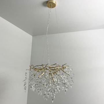 Candeeiro suspenso de cristal 9xG9/40W/230V dourado