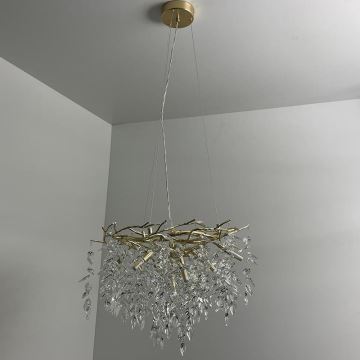 Candeeiro suspenso de cristal 9xG9/40W/230V dourado