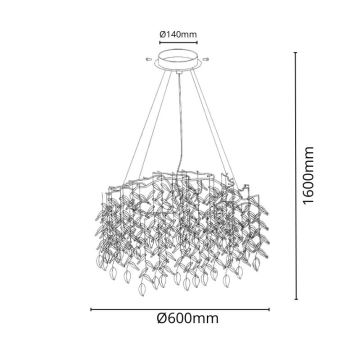 Candeeiro suspenso de cristal 9xG9/40W/230V dourado