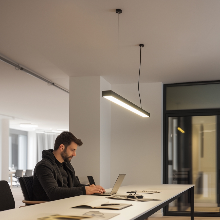 Candeeiro suspenso de teto LED CYNIDECO LED/30W/230V 4000K preto