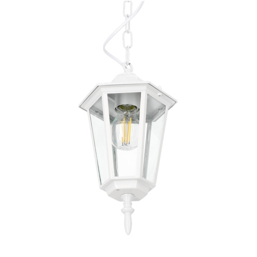 Candeeiro suspenso exterior 1xE27/60W/230V IP44 branco