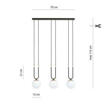 Candeeiro suspenso GLAM 3xE14/10W/230V preto