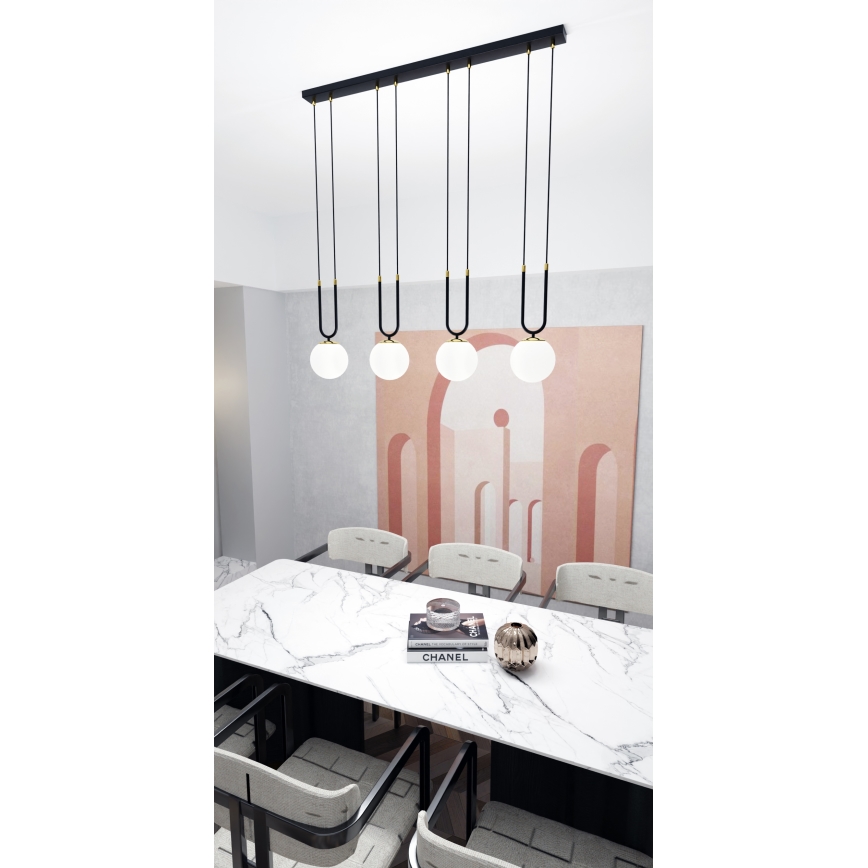 Candeeiro suspenso GLAM 4xE14/10W/230V preto