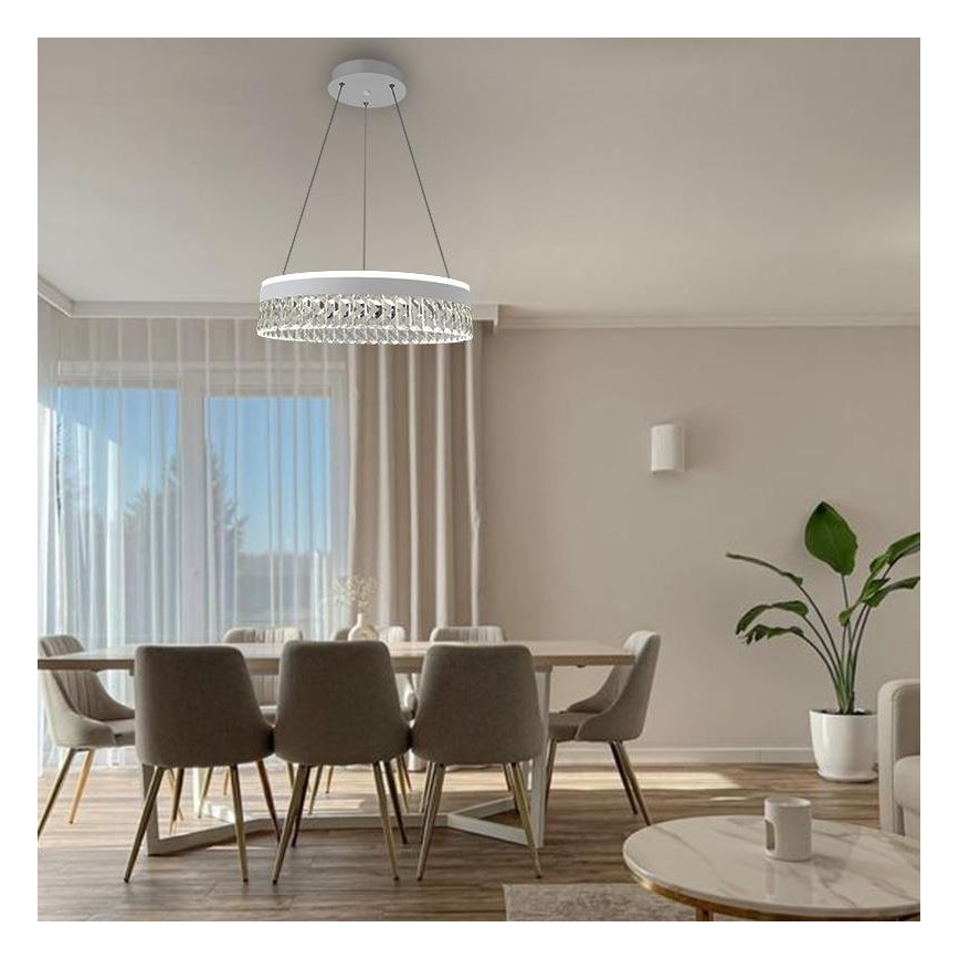 Candeeiro de cristal suspenso LED com regulação LED/90W/230V 3000-6500K branco + comando