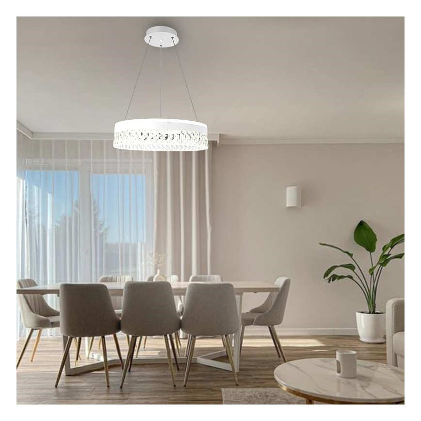 Candeeiro de cristal suspenso LED com regulação LED/90W/230V 3000-6500K branco + comando