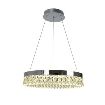 Candeeiro de cristal suspenso LED com regulação LED/90W/230V 3000-6500K cromado + comando