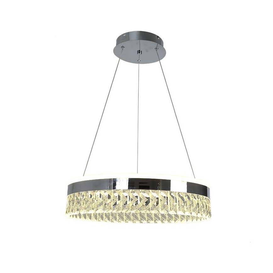 Candeeiro de cristal suspenso LED com regulação LED/90W/230V 3000-6500K cromado + comando