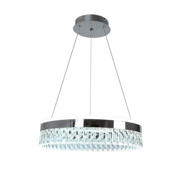 Candeeiro de cristal suspenso LED com regulação LED/90W/230V 3000-6500K cromado + comando