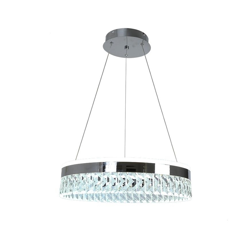 Candeeiro de cristal suspenso LED com regulação LED/90W/230V 3000-6500K cromado + comando