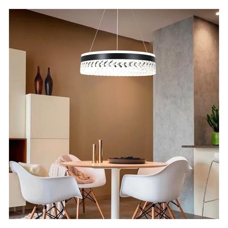 Candeeiro de cristal suspenso LED com regulação LED/90W/230V 3000-6500K preto + comando