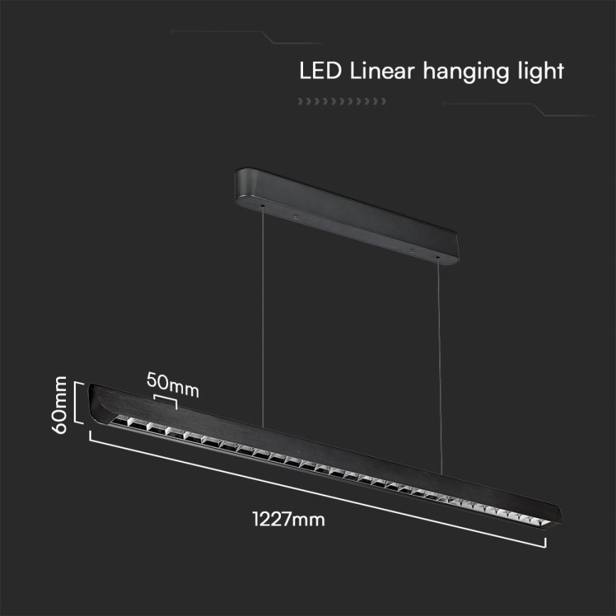 Candeeiro suspenso LED LED/36W/230V 3000/4000/6400K preto