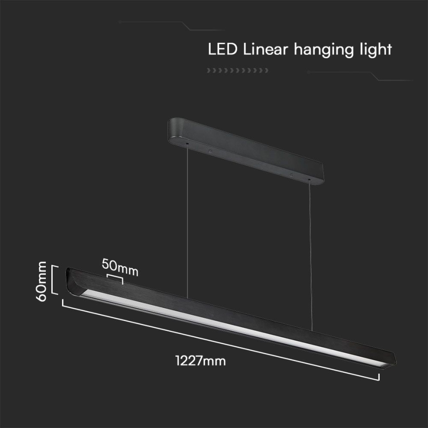 Candeeiro suspenso LED LED/36W/230V 3000/4000/6400K preto