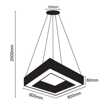 Candeeiro suspenso LED LED/55W/230V 4000K 80x80 cm