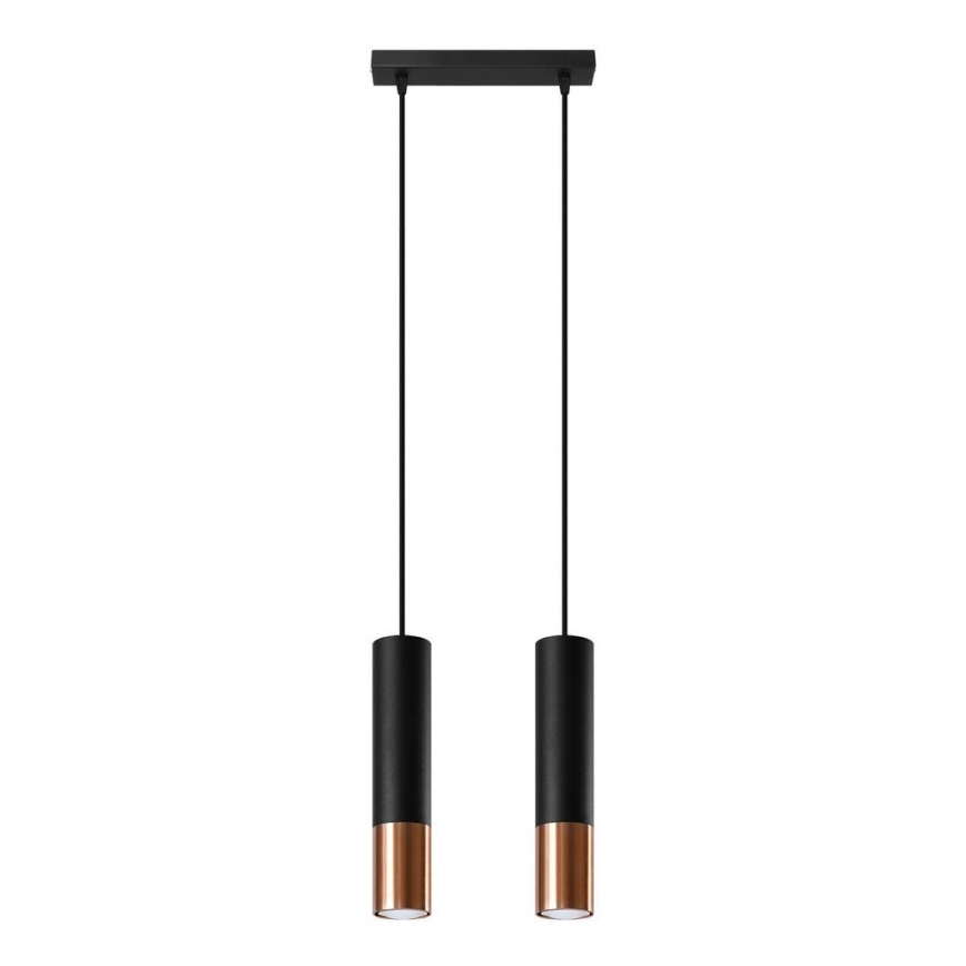 Candeeiro suspenso LOOPEZ 2xGU10/10W/230V preto/cobre