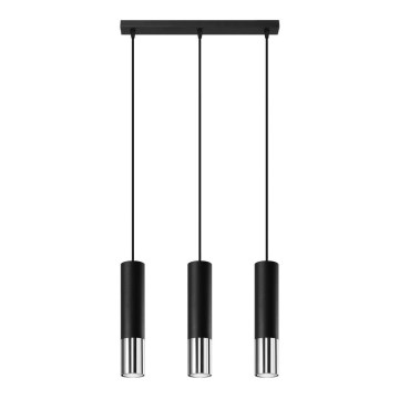 Candeeiro suspenso LOOPEZ 3xGU10/10W/230V preto/cromado