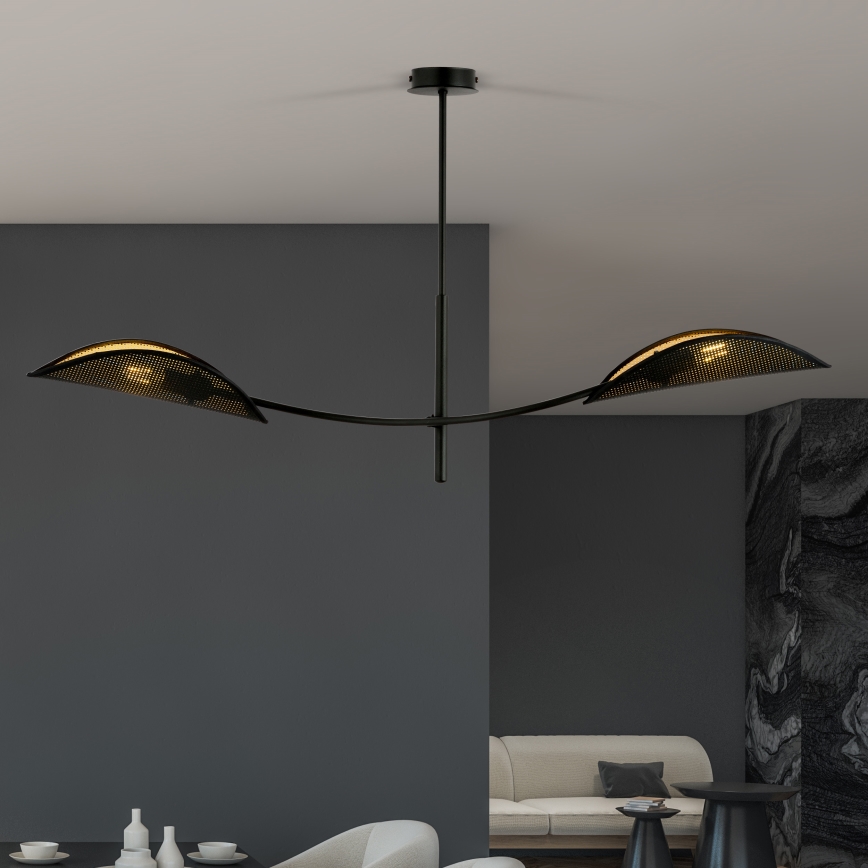 Candeeiro suspenso LOTUS 2xE14/10W/230V preto/dourado