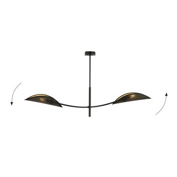 Candeeiro suspenso LOTUS 2xE14/10W/230V preto/dourado