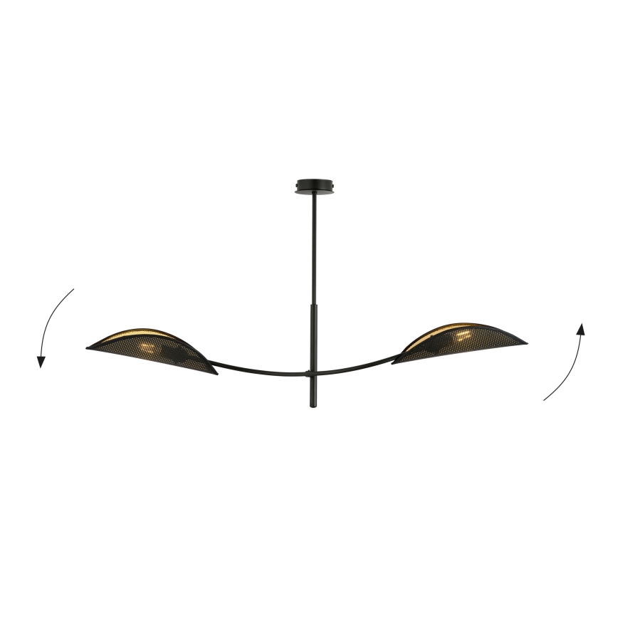 Candeeiro suspenso LOTUS 2xE14/10W/230V preto/dourado