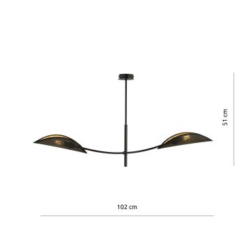 Candeeiro suspenso LOTUS 2xE14/10W/230V preto/dourado