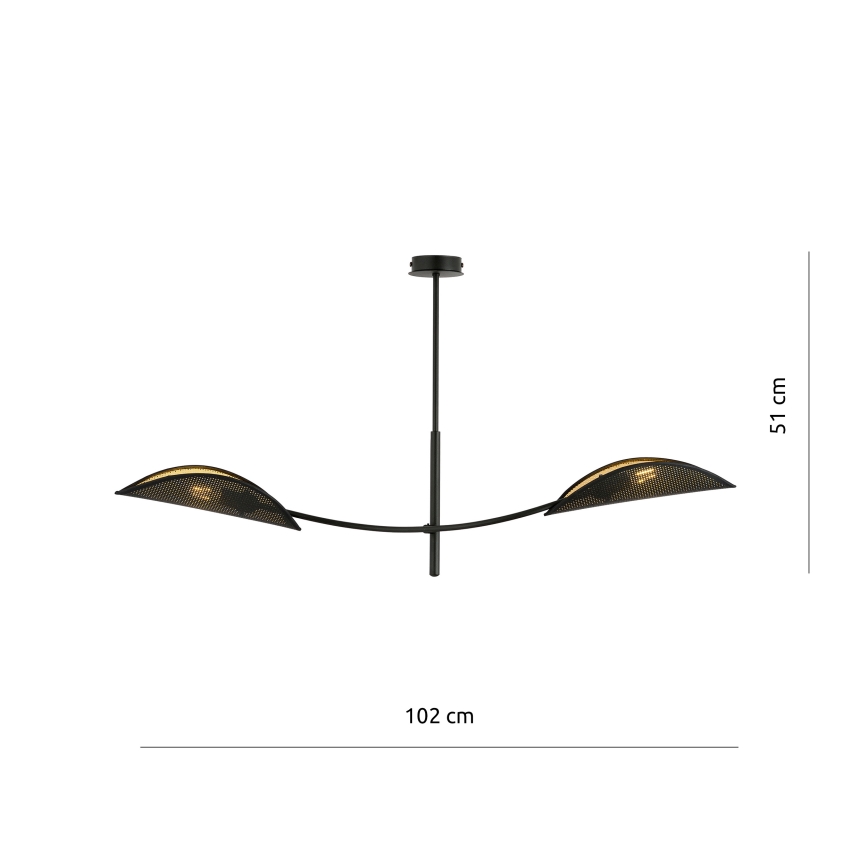 Candeeiro suspenso LOTUS 2xE14/10W/230V preto/dourado