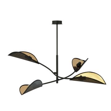 Candeeiro suspenso LOTUS 4xE14/10W/230V preto/dourado