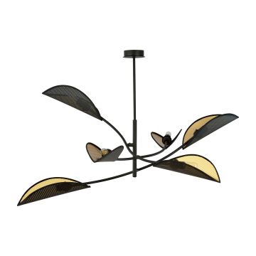 Candeeiro suspenso LOTUS 6xE14/10W/230V preto/dourado