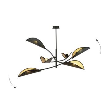 Candeeiro suspenso LOTUS 6xE14/10W/230V preto/dourado