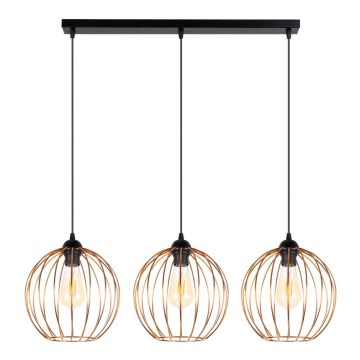 Candeeiro suspenso MATT 3xE27/60W/230V preto/cobre