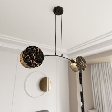 Candeeiro suspenso MOTIF 2xE27/15W/230V preto/dourado