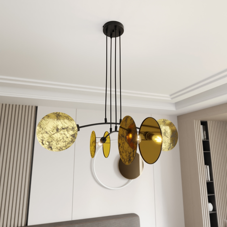 Candeeiro suspenso MOTIF 4xE27/15W/230V dourado