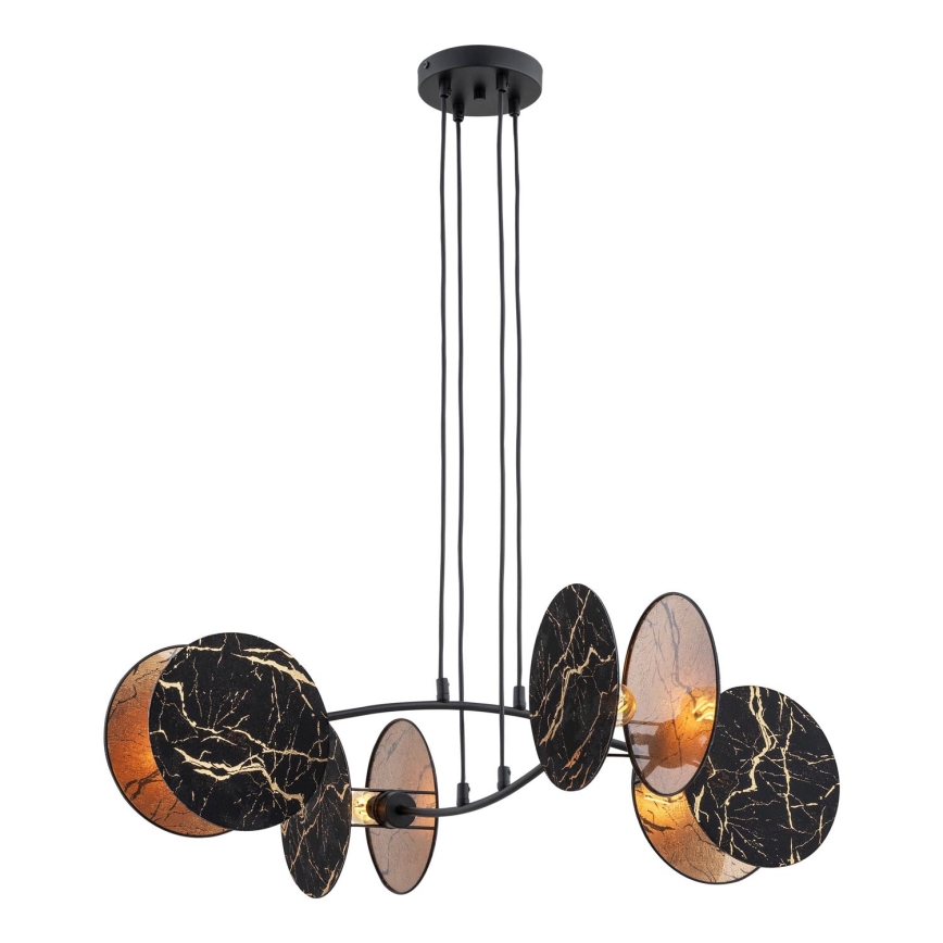 Candeeiro suspenso MOTIF 4xE27/15W/230V preto/dourado