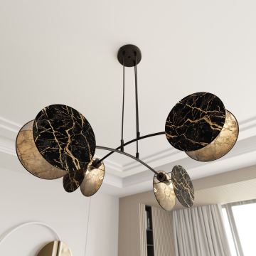 Candeeiro suspenso MOTIF 4xE27/15W/230V preto/dourado