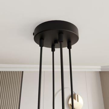 Candeeiro suspenso MOTIF 4xE27/15W/230V preto/dourado